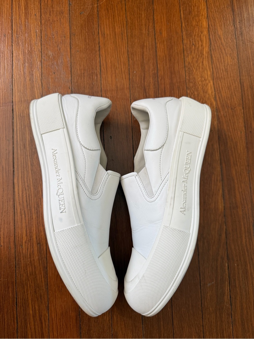 Alexander McQueen White Leather Slip-On Loafers mens size 12